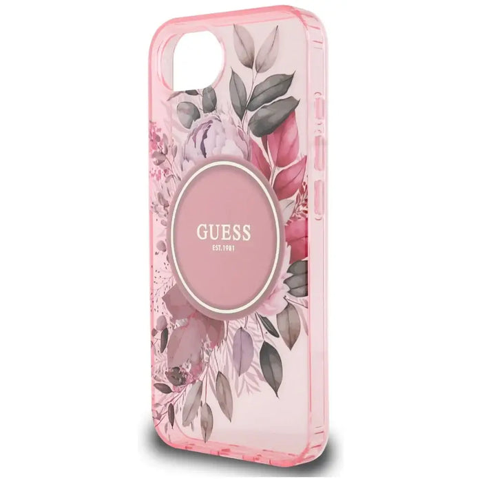 Калъф Guess IML Flowers MagSafe iPhone 16e - розов