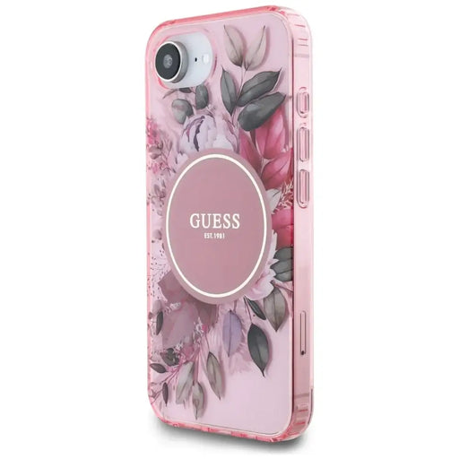 Калъф Guess IML Flowers MagSafe iPhone 16e - розов