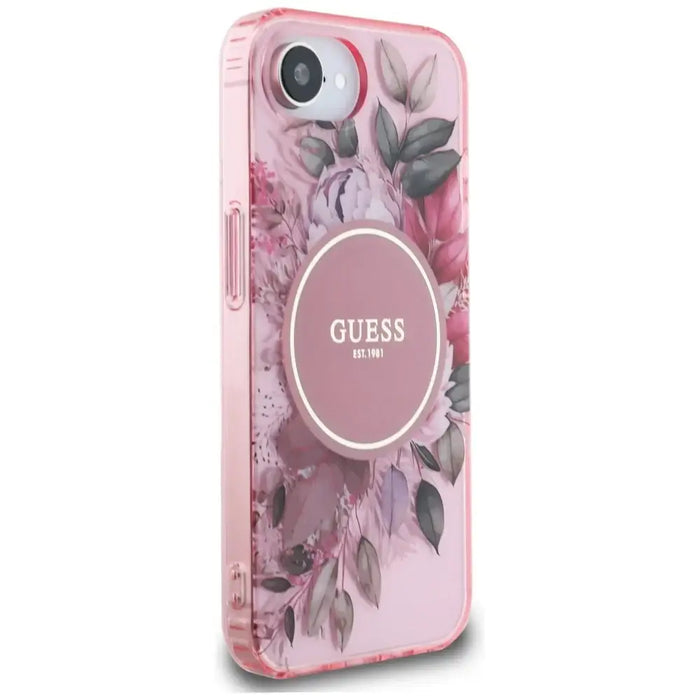 Калъф Guess IML Flowers MagSafe iPhone 16e - розов