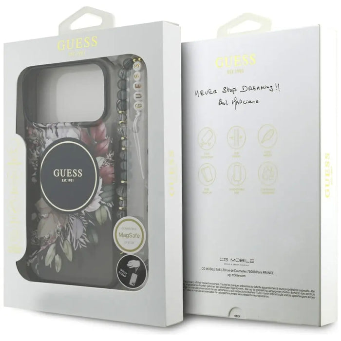 Калъф Guess IML Flowers Pearl Strap MagSafe за iPhone 17