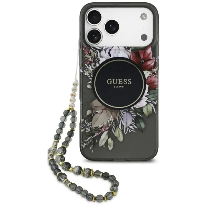 Калъф Guess IML Flowers Pearl Strap MagSafe за iPhone 17