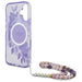 Калъф Guess IML Flowers With Pearl Strap MagSafe за iPhone