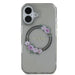 Калъф Guess IML Flowers Wreath MagSafe за iPhone 16 - черен