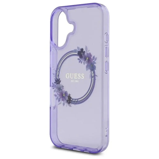 Калъф Guess IML Flowers Wreath MagSafe за iPhone 16 - лилав