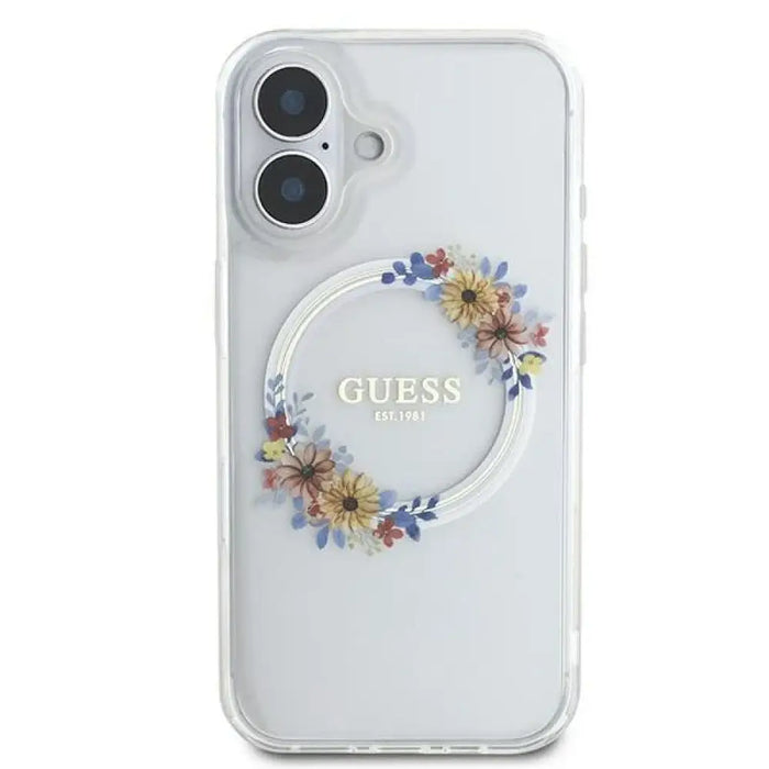 Калъф Guess IML Flowers Wreath MagSafe за iPhone 16 Plus