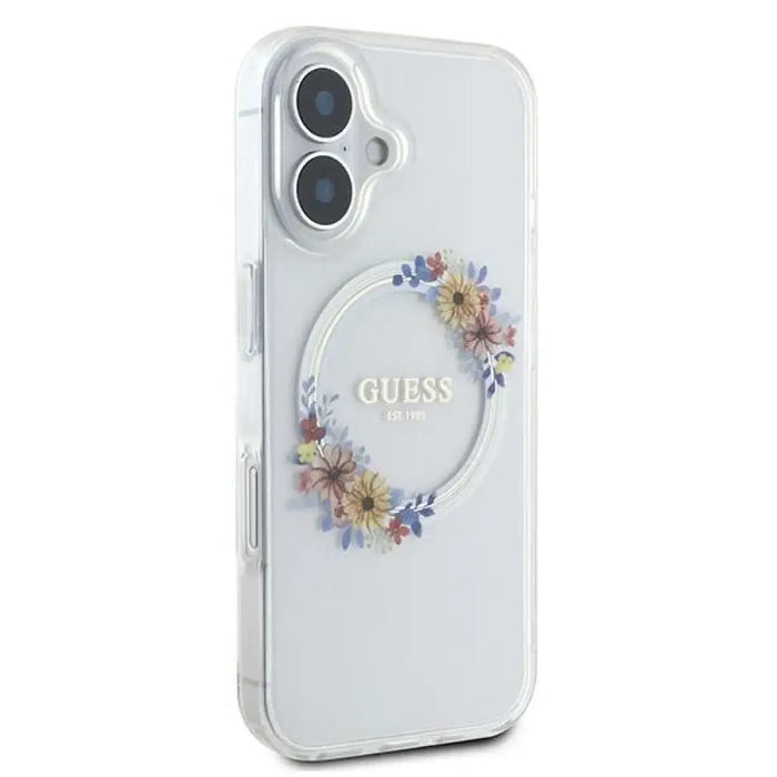 Калъф Guess IML Flowers Wreath MagSafe за iPhone 16 Plus