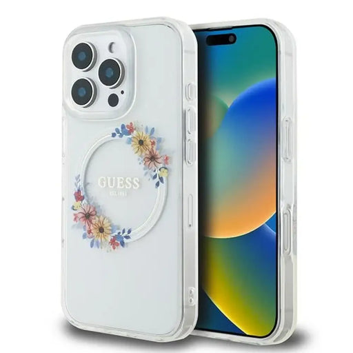 Калъф Guess IML Flowers Wreath MagSafe за iPhone 16 Pro