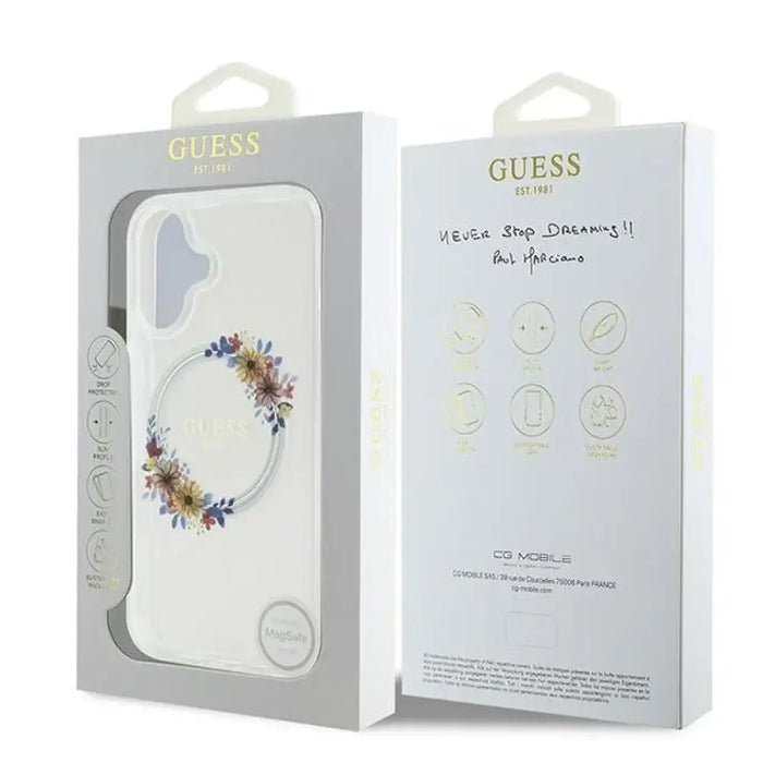 Калъф Guess IML Flowers Wreath MagSafe за iPhone 16
