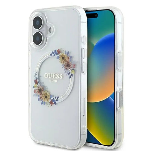 Калъф Guess IML Flowers Wreath MagSafe за iPhone 16