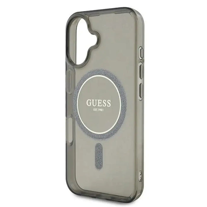 Калъф Guess IML Glitter Circle MagSafe за iPhone 16 - черен