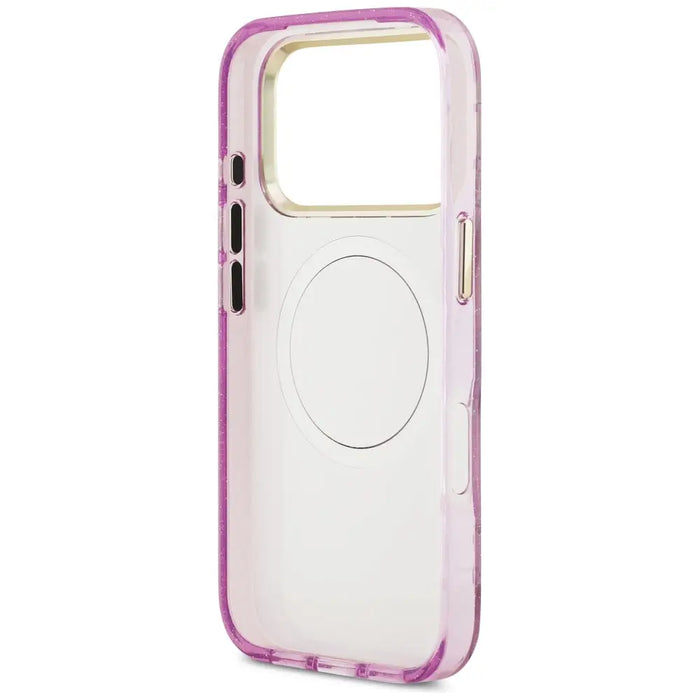 Калъф Guess IML Glitter Flowers Triangle MagSafe за iPhone