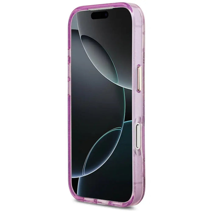 Калъф Guess IML Glitter Flowers Triangle MagSafe за iPhone