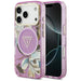 Калъф Guess IML Glitter Flowers Triangle MagSafe за iPhone
