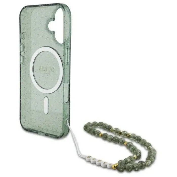 Калъф Guess IML Glitter With Pearl Strap MagSafe за iPhone