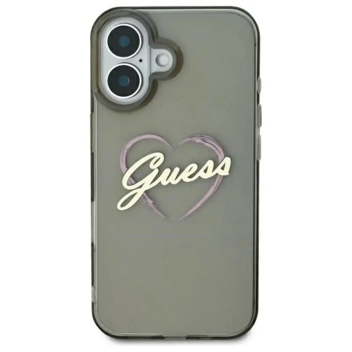 Калъф Guess IML Heart за iPhone 16 - черен