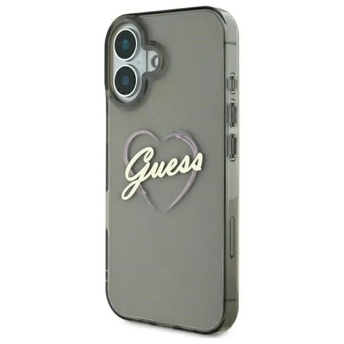 Калъф Guess IML Heart за iPhone 16 - черен