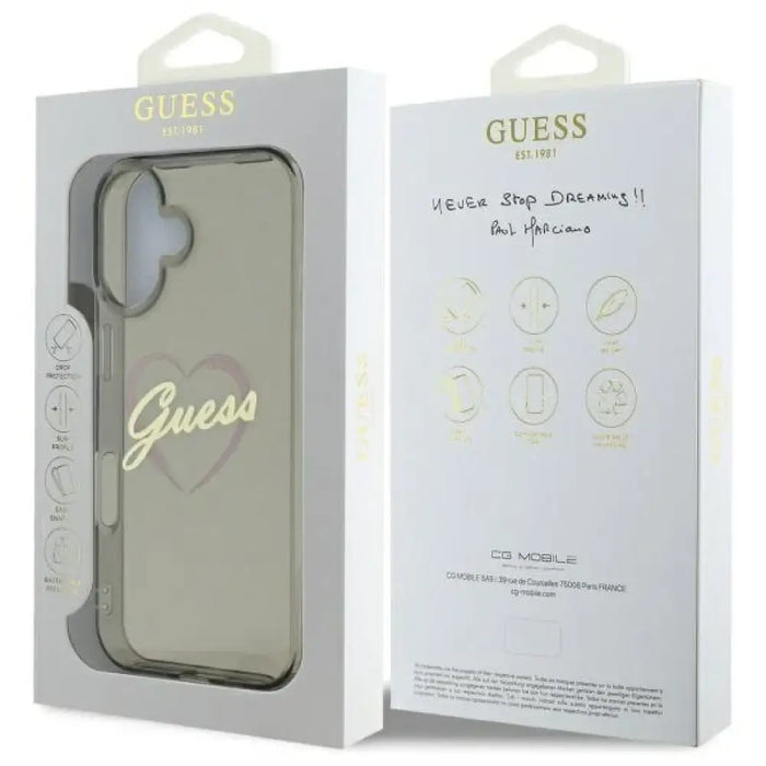 Калъф Guess IML Heart за iPhone 16 - черен