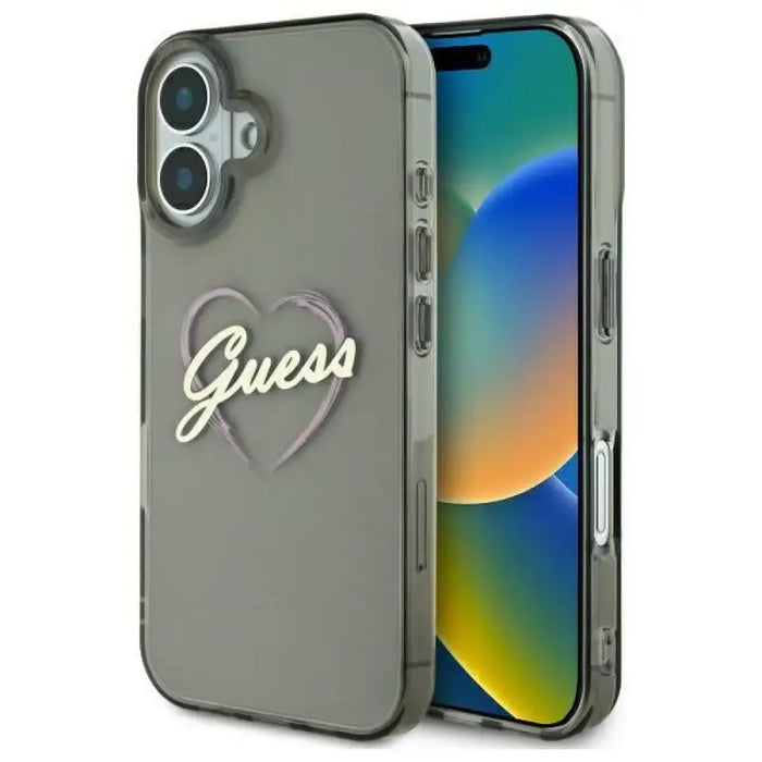 Калъф Guess IML Heart за iPhone 16 Plus - черен