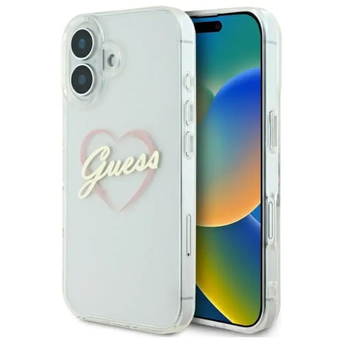 Калъф Guess IML Heart за iPhone 16 plus - прозрачен