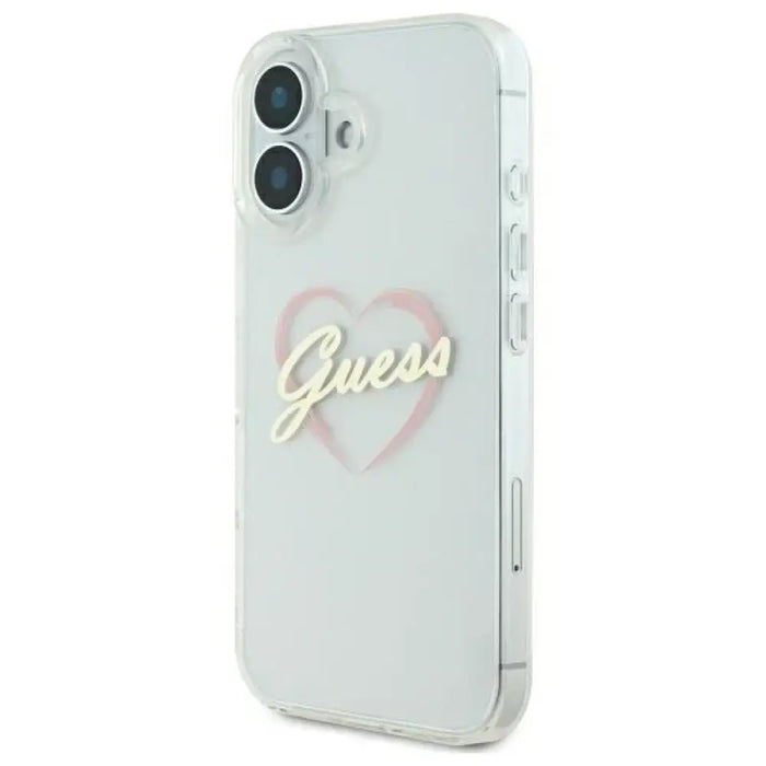 Калъф Guess IML Heart за iPhone 16 plus - прозрачен