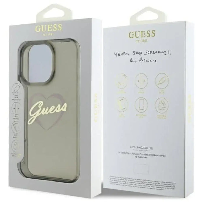 Калъф Guess IML Heart за iPhone 16 Pro - черен
