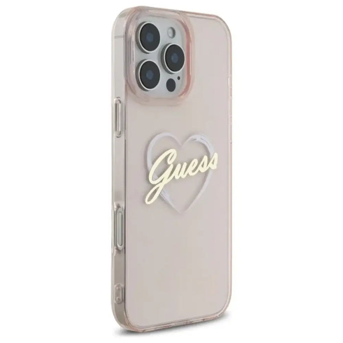 Калъф Guess IML Heart за iPhone 16 Pro - розов