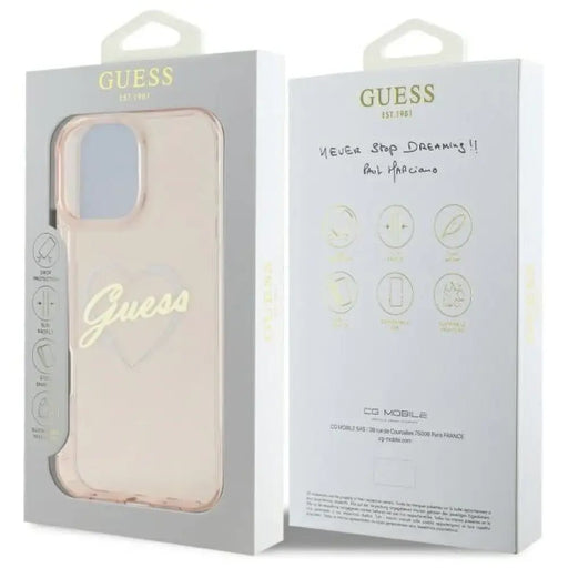 Калъф Guess IML Heart за iPhone 16 Pro - розов