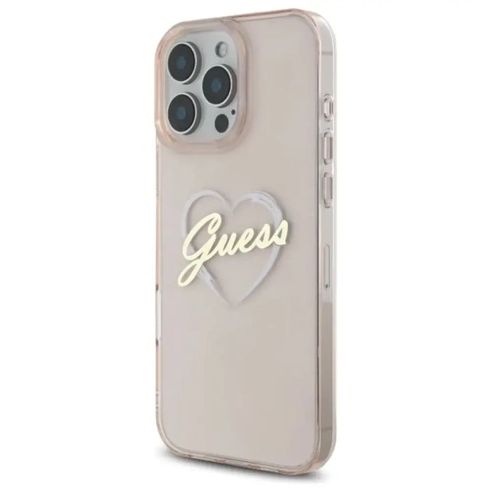 Калъф Guess IML Heart за iPhone 16 Pro - розов