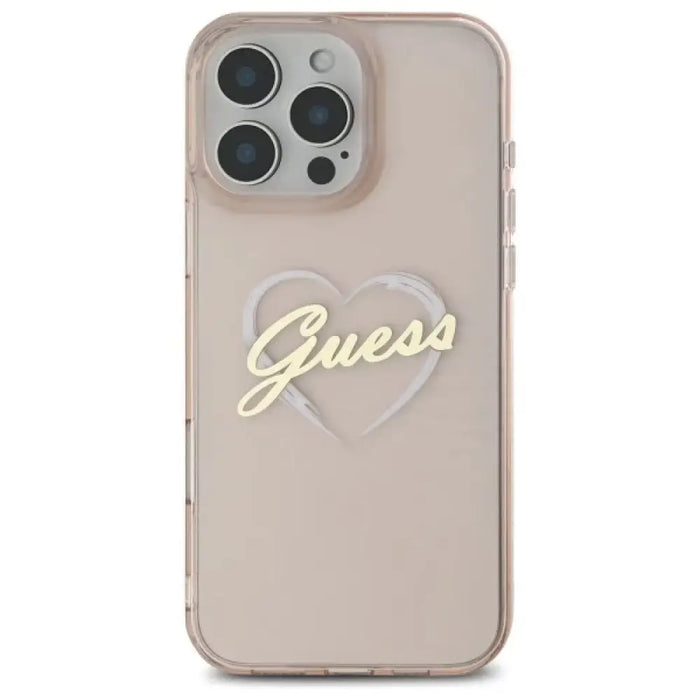 Калъф Guess IML Heart за iPhone 16 Pro - розов
