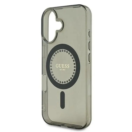 Калъф Guess IML Rhinestones MagSafe за iPhone 16 - черен