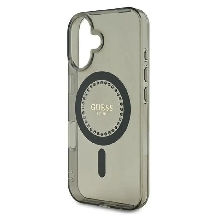 Калъф Guess IML Rhinestones MagSafe за iPhone 16 - черен