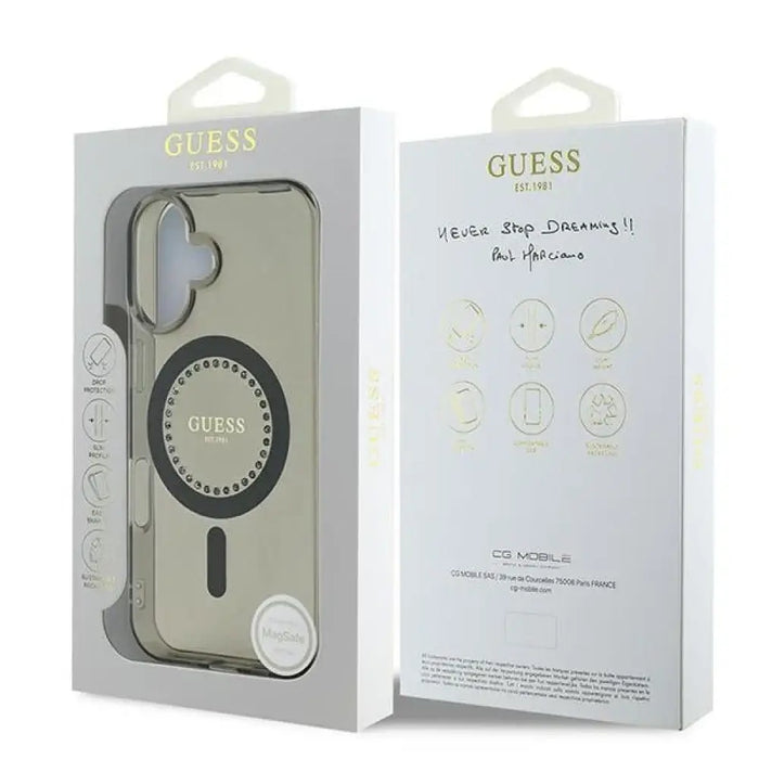 Калъф Guess IML Rhinestones MagSafe за iPhone 16 Plus