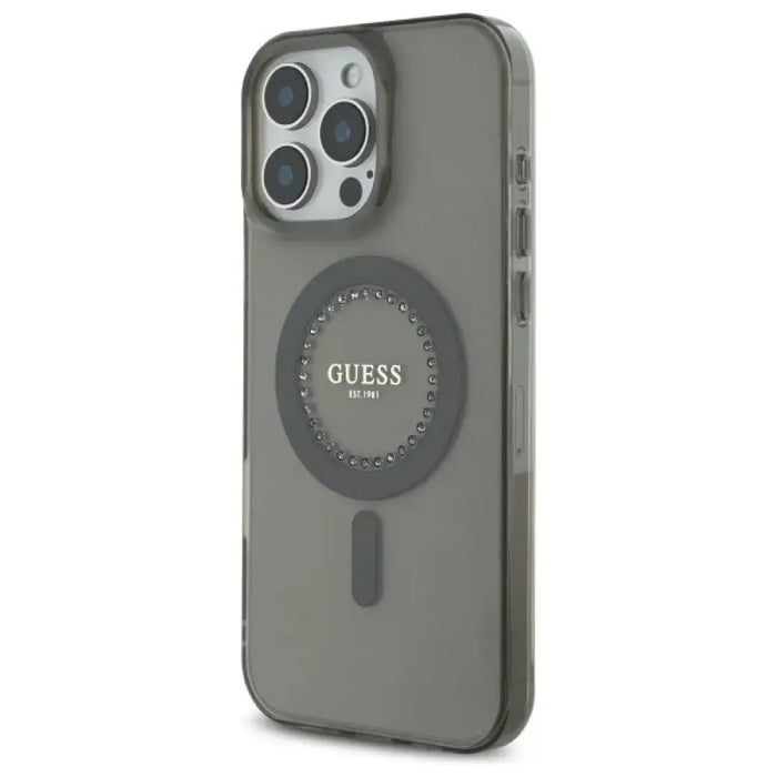 Калъф Guess IML Rhinestones MagSafe за iPhone 16 Pro - черен