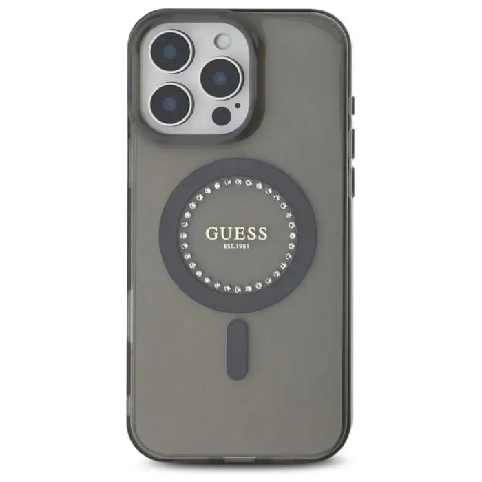 Калъф Guess IML Rhinestones MagSafe за iPhone 16 Pro - черен