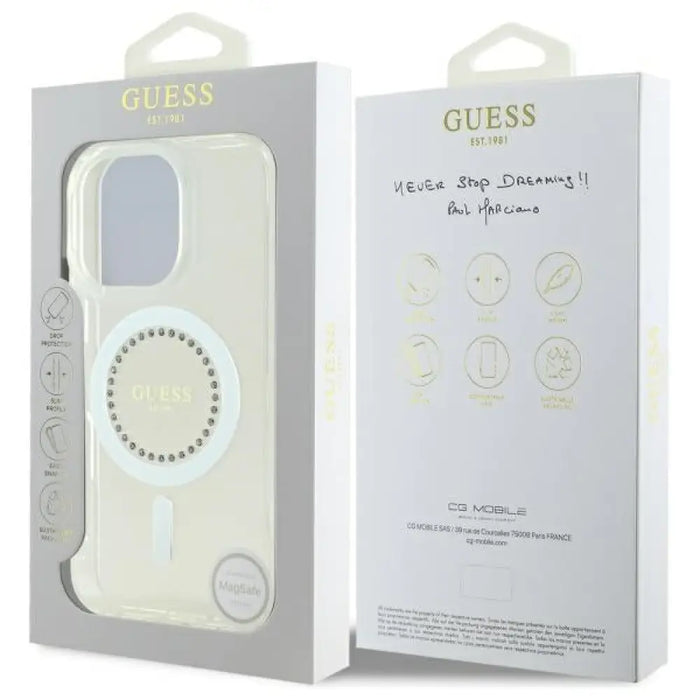 Калъф Guess IML Rhinestones MagSafe за iPhone 16 Pro Max