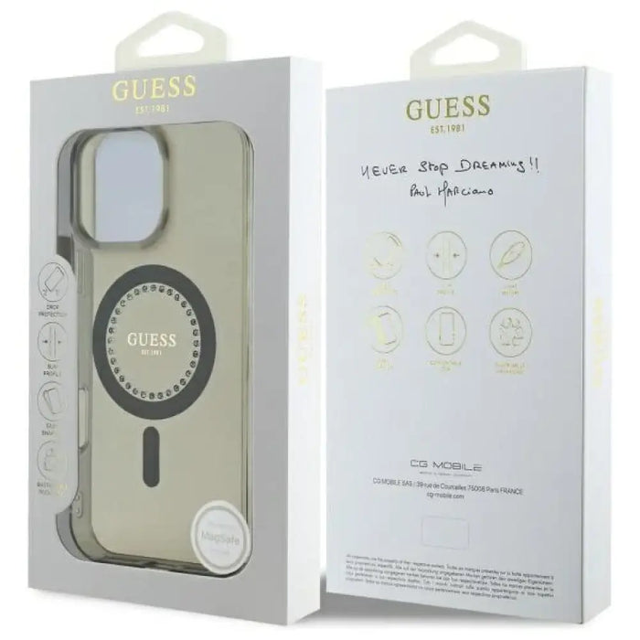 Калъф Guess IML Rhinestones MagSafe за iPhone 16 Pro Max
