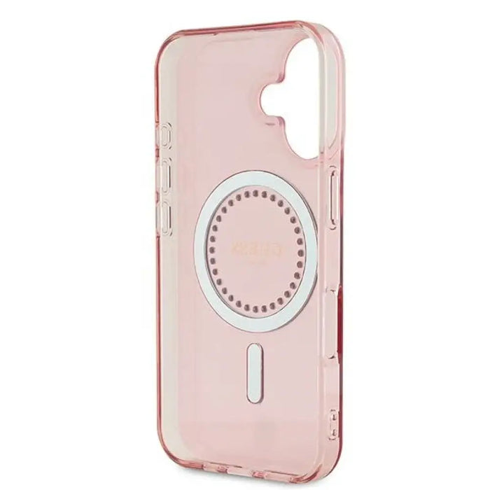 Калъф Guess IML Rhinestones MagSafe за iPhone 16 - розов