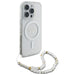 Калъф Guess IML с блясък и перлена каишка MagSafe за iPhone