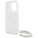 Калъф Guess IML с блясък и перлена каишка MagSafe за iPhone