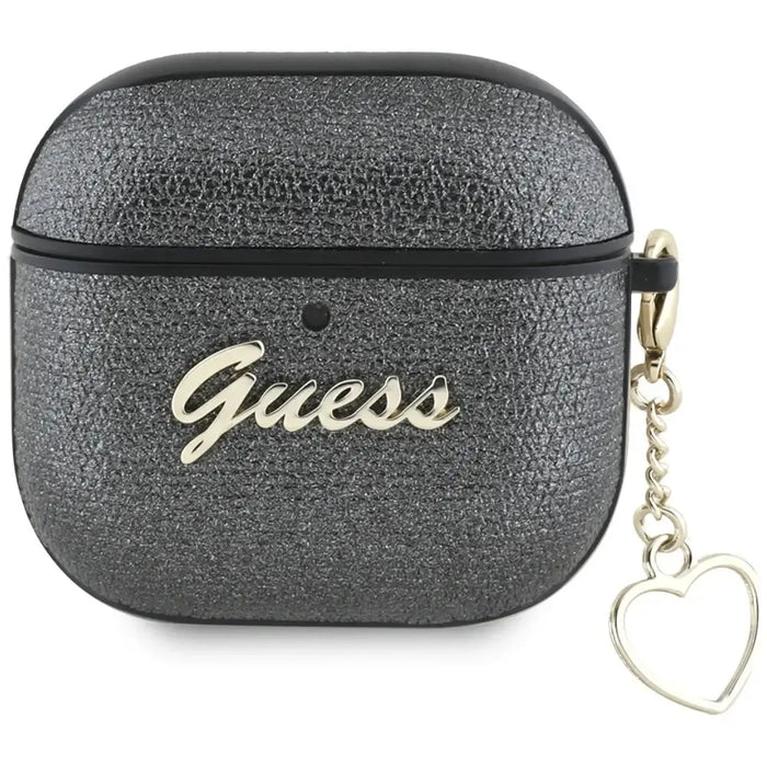 Калъф Guess Metallic Script Charm за AirPods 4 - черен
