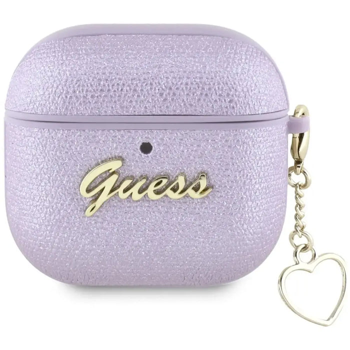Калъф Guess Metallic Script Charm за AirPods 4 - лилав