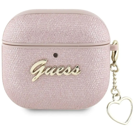 Калъф Guess Metallic Script Charm за AirPods 4 - розов