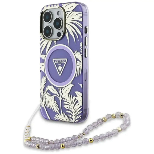 Калъф Guess Palm Trees Triangle Pearl Strap MagSafe Case