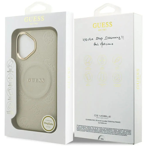 Калъф Guess Peony Hot Stamp MagSafe за iPhone 17 - бежов