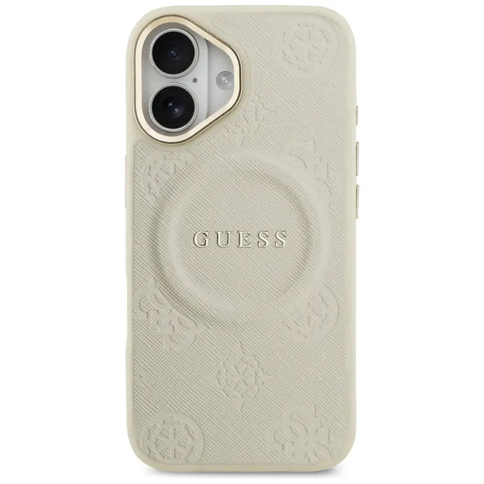 Калъф Guess Peony Hot Stamp MagSafe за iPhone 17 - бежов