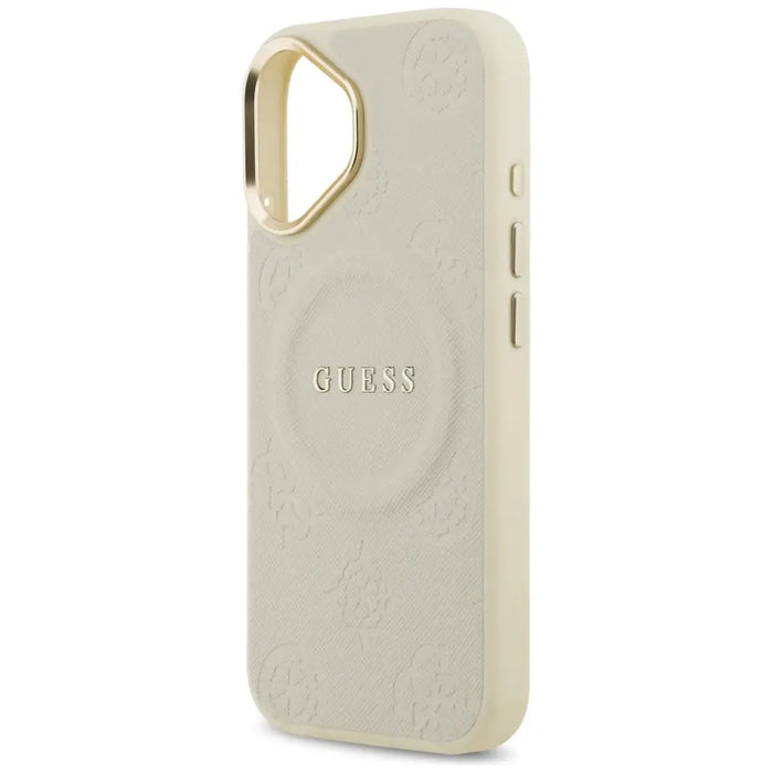 Калъф Guess Peony Hot Stamp MagSafe за iPhone 17 - бежов