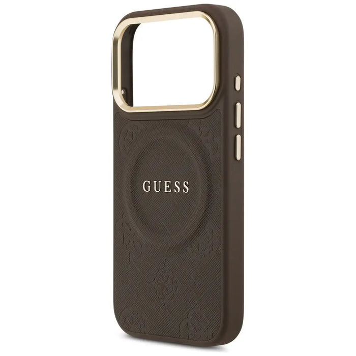 Калъф Guess Peony Hot Stamp MagSafe за iPhone 17 Pro - кафяв