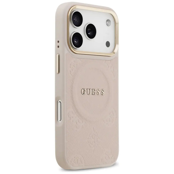 Калъф Guess Peony Hot Stamp MagSafe за iPhone 17 Pro - розов
