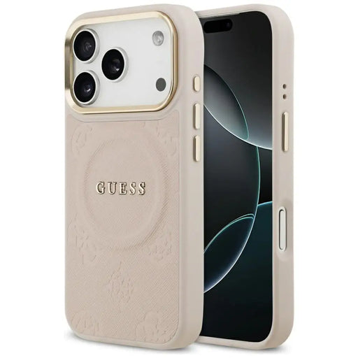 Калъф Guess Peony Hot Stamp MagSafe за iPhone 17 Pro - розов