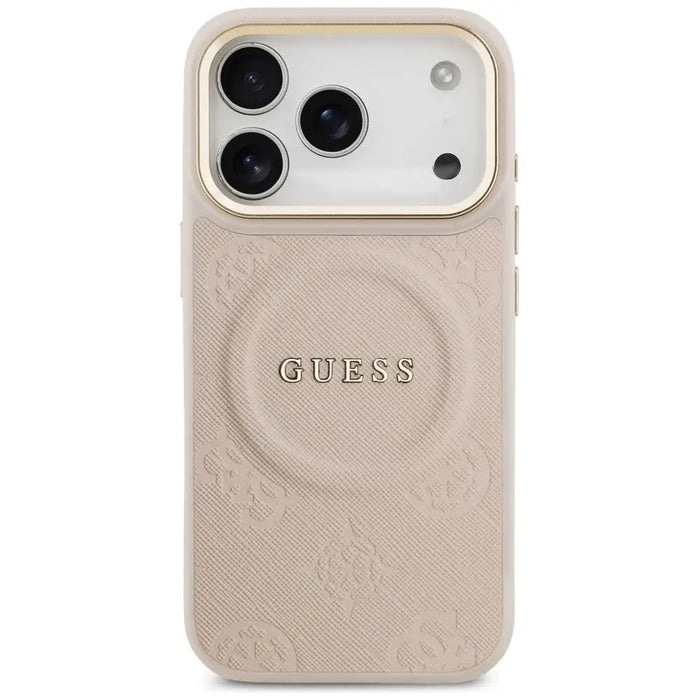 Калъф Guess Peony Hot Stamp MagSafe за iPhone 17 Pro - розов